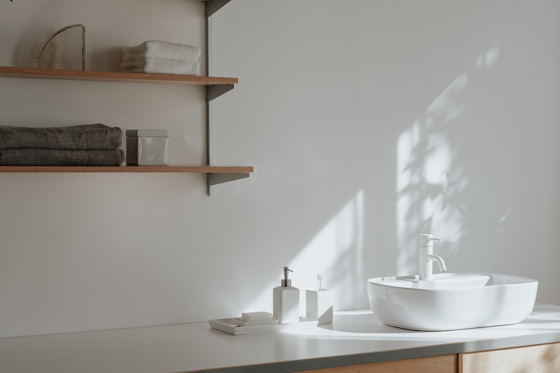 自然光が入る洗面台