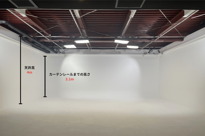 天井高3.08m、8m×6mの白ホリスペース