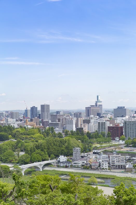 Aスタジオ 大町｜青葉城址から望む広瀬川。手前に広がる大橋まで徒歩約8分、開放感ある景観が魅力です。