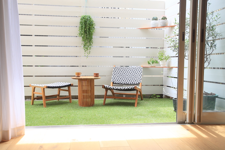 luumu.tokyo Shimomaruko｜フローリングフロアから繋がるガーデンスペース
