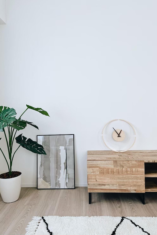 EBISU HOUSE｜テレビボードと観葉植物が置かれた壁面