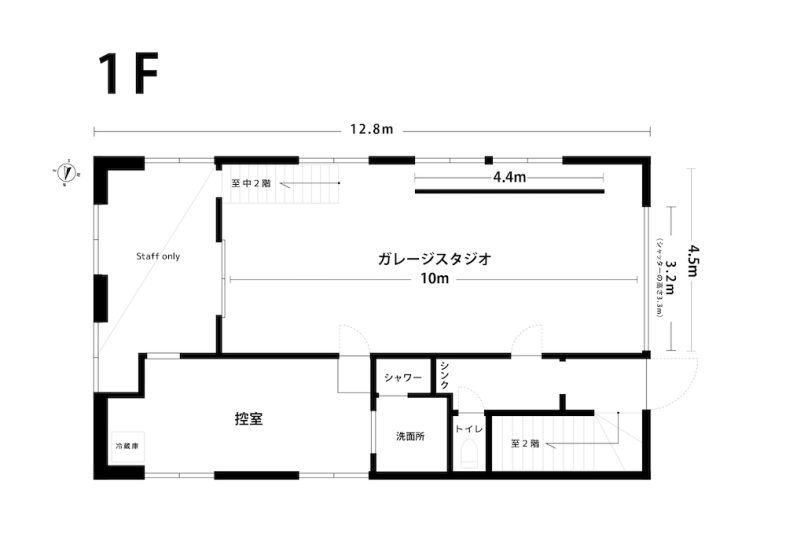 スタジオマド小岩｜1階スタジオ見取り図
