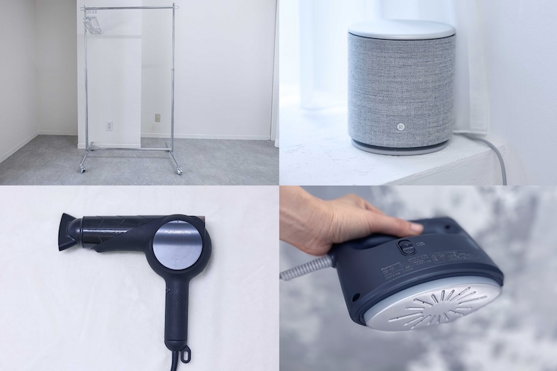 NU studio｜ハンガーラック、スピーカー、アイロン