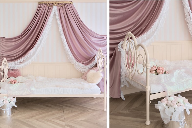 studio Blossom｜カーテンスペースにベッドを置いて天蓋のような雰囲気で撮影することも可能