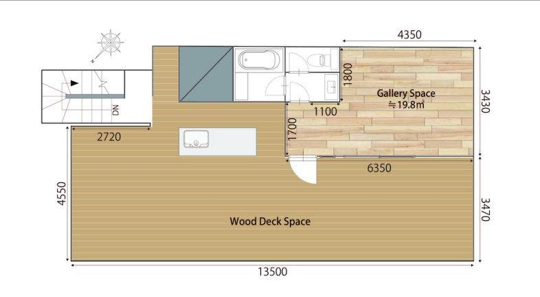 The PIER｜3F ウッドデッキ&ギャラリー 平面図