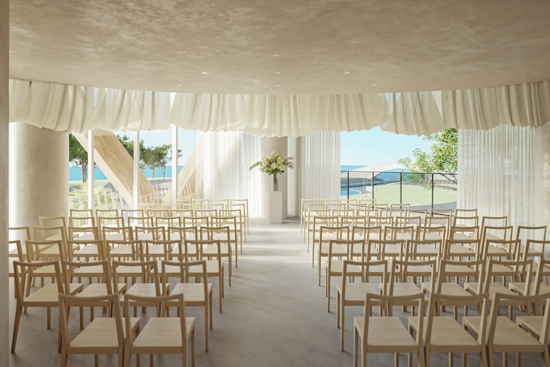 CRAZY GRANDE MAISON｜【屋内挙式】海と緑が背景に自然光がふんだんに入るセレモニースペースは透明感のある作品撮りに最適