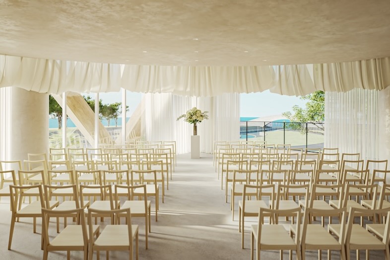 CRAZY GRANDE MAISON｜【屋内挙式】クリーンで祝祭感のある空間は、ウェディングシーンのほか、ファッション撮影・広告ビジュアルにも