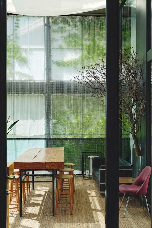 ローズスタジオ南青山｜テラス越しの緑が画に奥行きをプラス