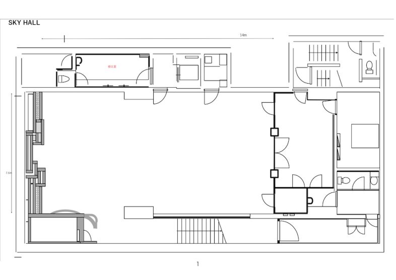 House of OMOTESANDO｜【平面図】Sky HALL (B1F)