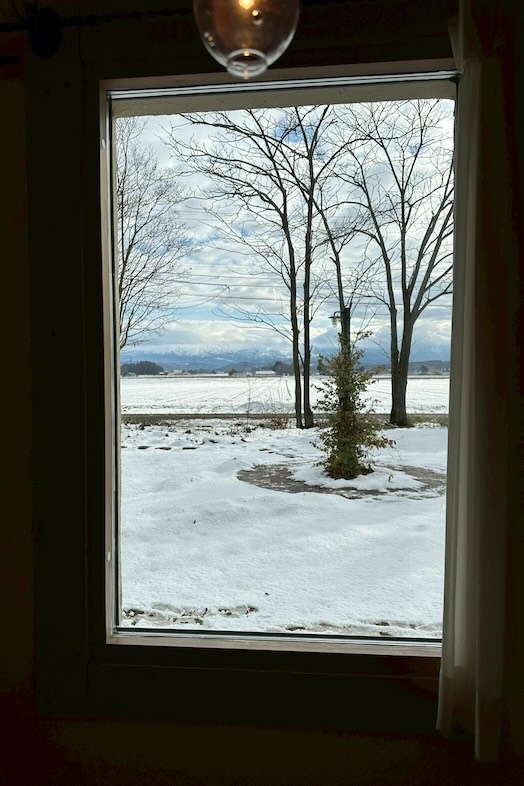 美瑛町十勝岳が一望できる森のレストラン｜【1F レストラン】大きな窓から美瑛の風景を切り取れる