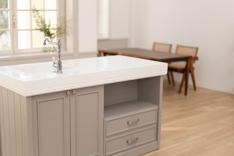 OLD OLIVE｜【Aゾーン】広いグレー天板のキッチンカウンター
