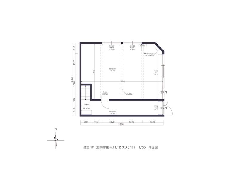 旧海岸スタジオ 浅草(第四、第十一、第十二)｜平面図｜控室1F