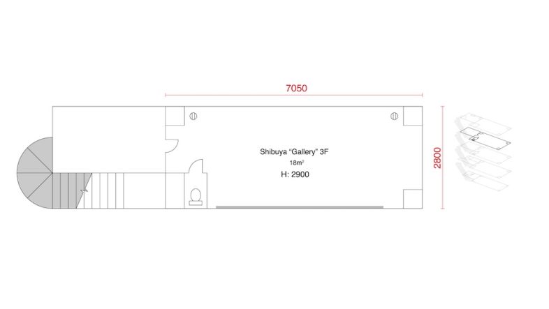 in the house / Shibuya “Gallery”｜【平面図】3F