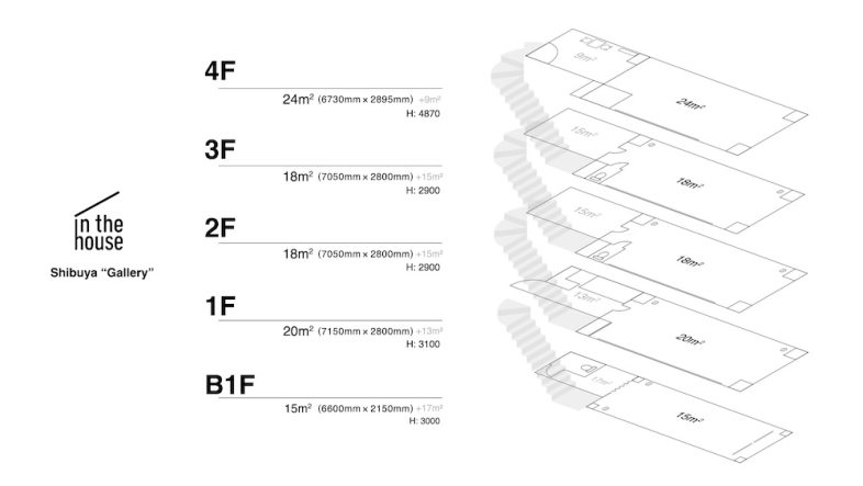 in the house / Shibuya “Gallery”｜【平面図】全フロア