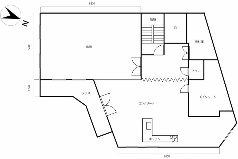 STUDIO EASE砧 4F -ATELIER-｜平面図