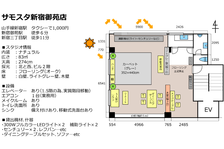 サモスタ新宿御苑店｜平面図